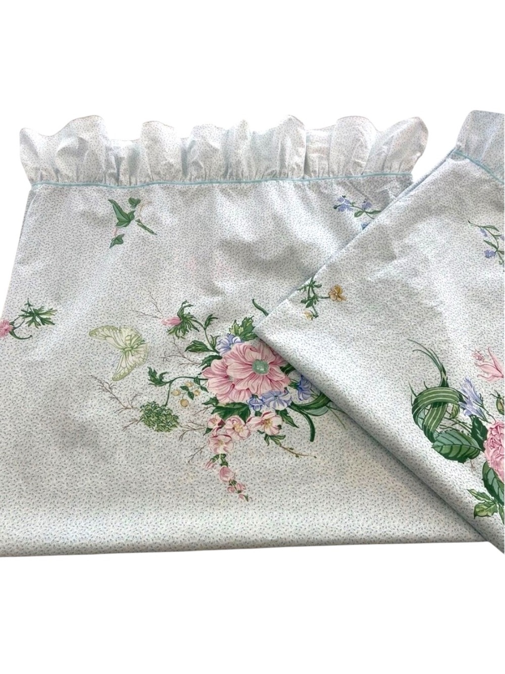 Floral Vintage Atelier Martex Sybil Connolly 1985 pillow cases set Ruffled Edges